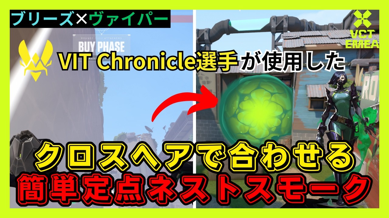 【簡単で覚えやすい】VIT Chronicle選手が使用したクロスヘアで合わせる簡単定点ネストスモーク【ブリーズ】【ヴァイパー】【VALORANT】