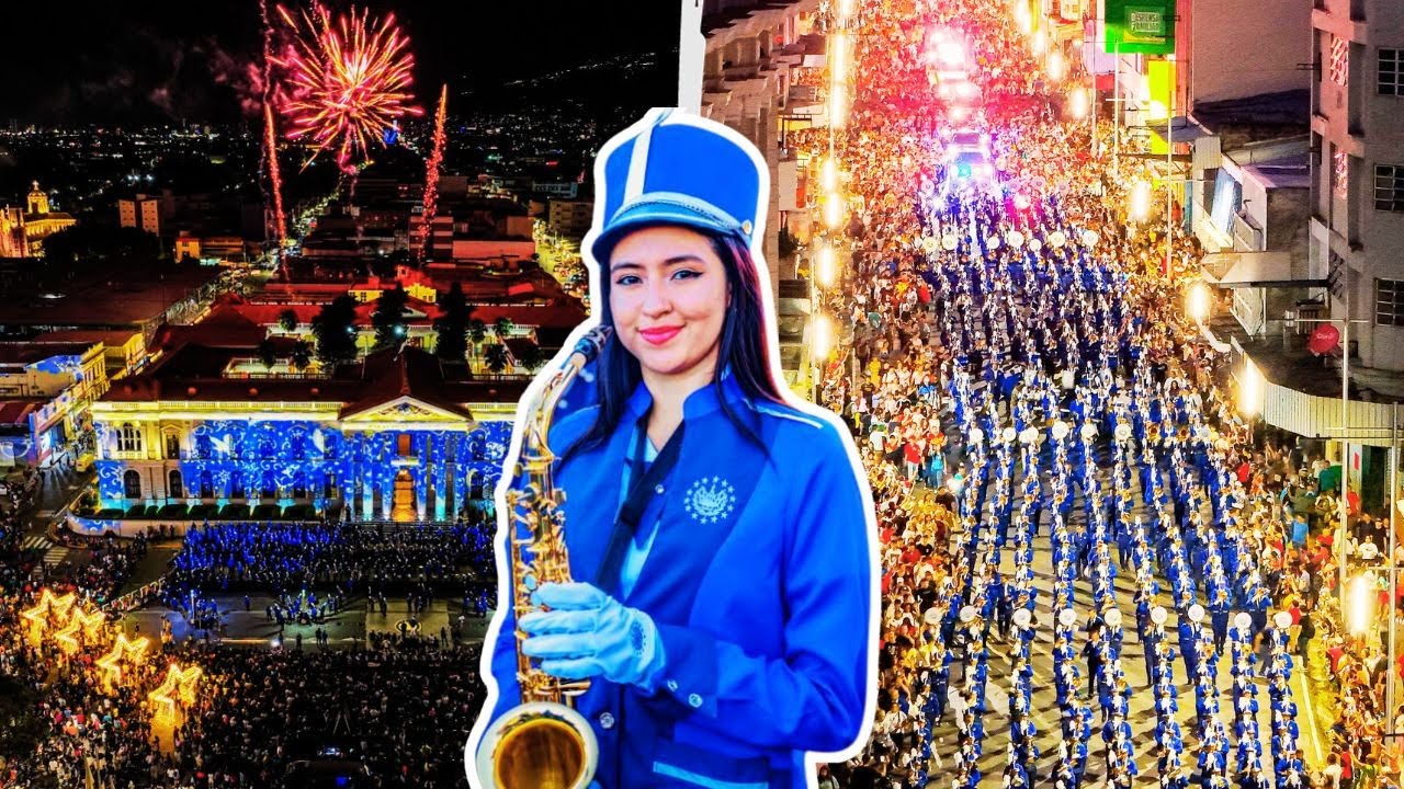 ESPECTACULAR DESFILE de la BANDA EL SALVADOR...*Año nuevo 2024*
