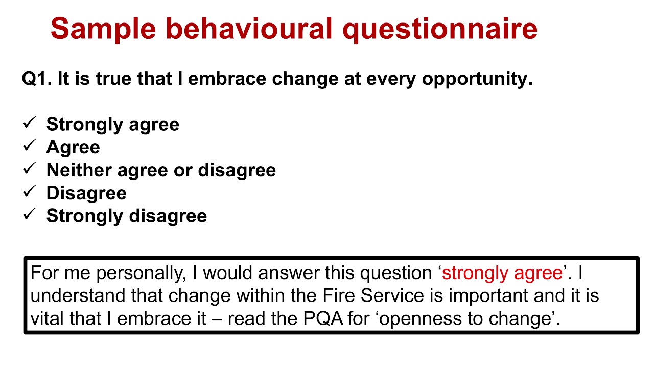 Firefighter Behavioural Questionnaire (Questions and Answers)