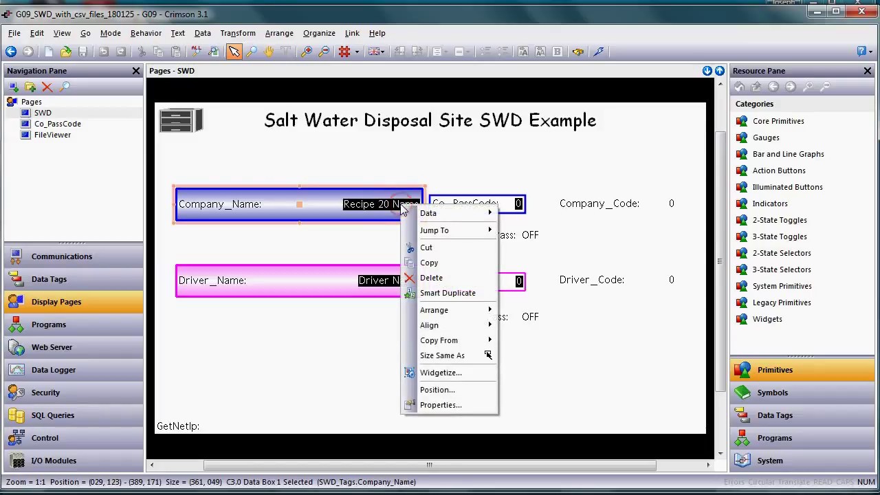 Salt Water Disposal SWD on RedLion HMI