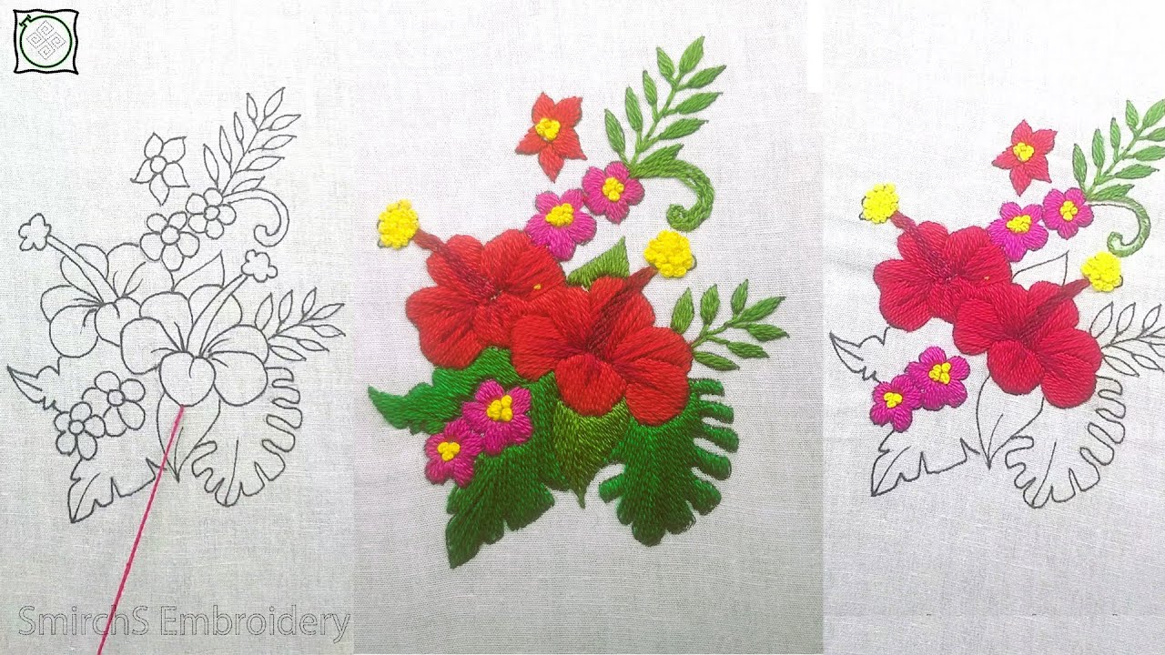 🌸 Want to master floral hand Embroidery? SmirchS Hand Embroidery Design Step by Step A to Z