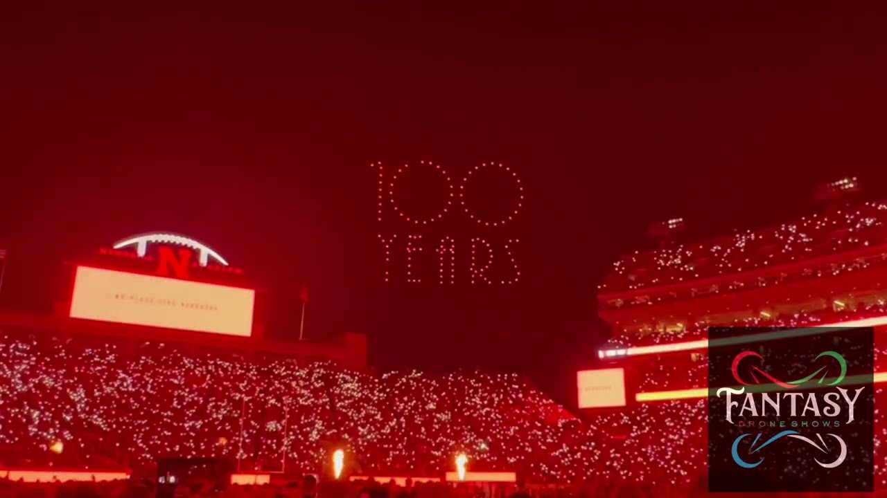 Nebraska Football 3rd Quarter Red Out Drone and Light Show - 091623