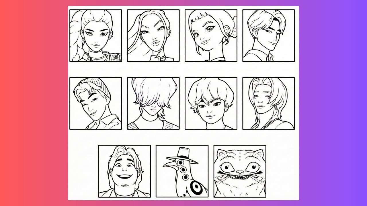 All K-Pop Demon Hunters Characters Coloring 🎤⚔️ | Full Cast | Satisfying Coloring