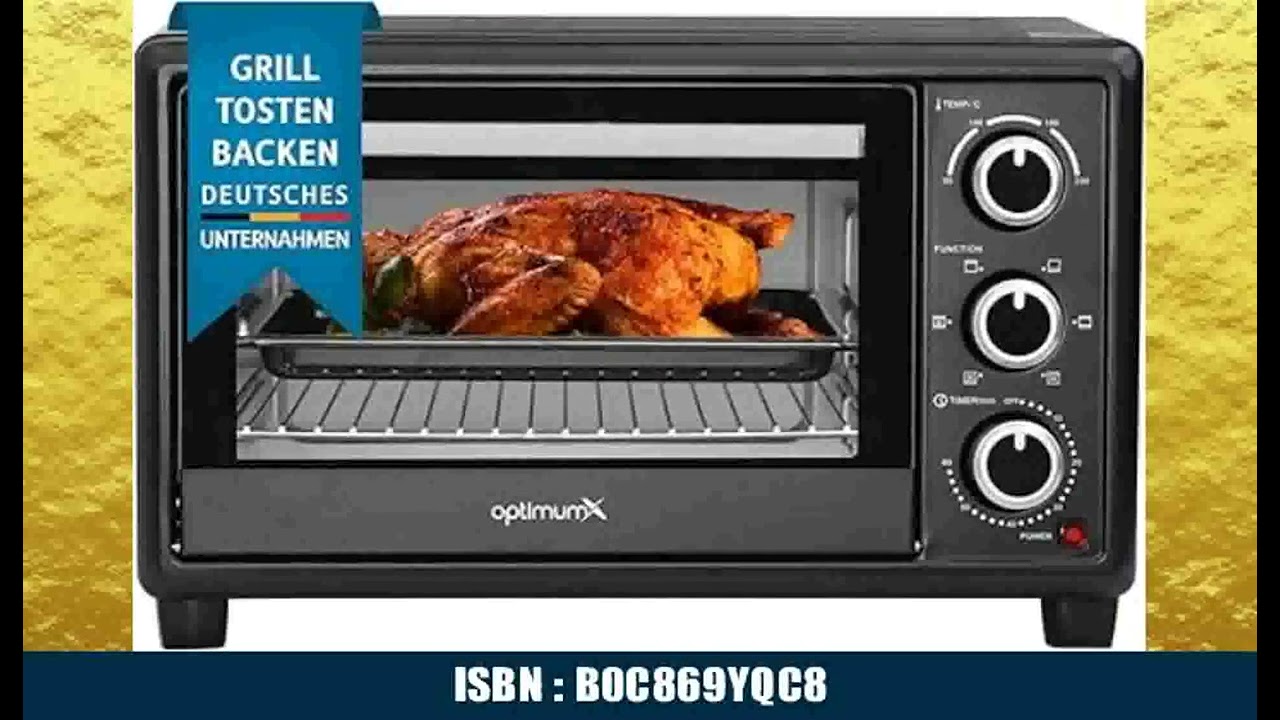 OptimumX 20 L Minibackofen, Klein mini Backofen mit Umluft, 60 Min Timer, Pizza-Ofen, 1380 W,