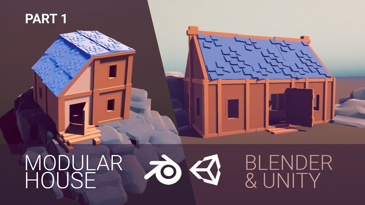 (Part 1) 3D Modeling Modular House in Blender & Unity 3D (SLOW VIDEO) Full Process | Game-ready Art