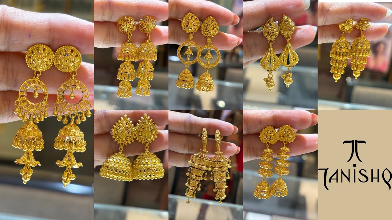 Tanishq Latest Gold Jhumka Collection 💕 || Tanishq Trendy Gold Earrings Design 😱 || Gold Earrings 