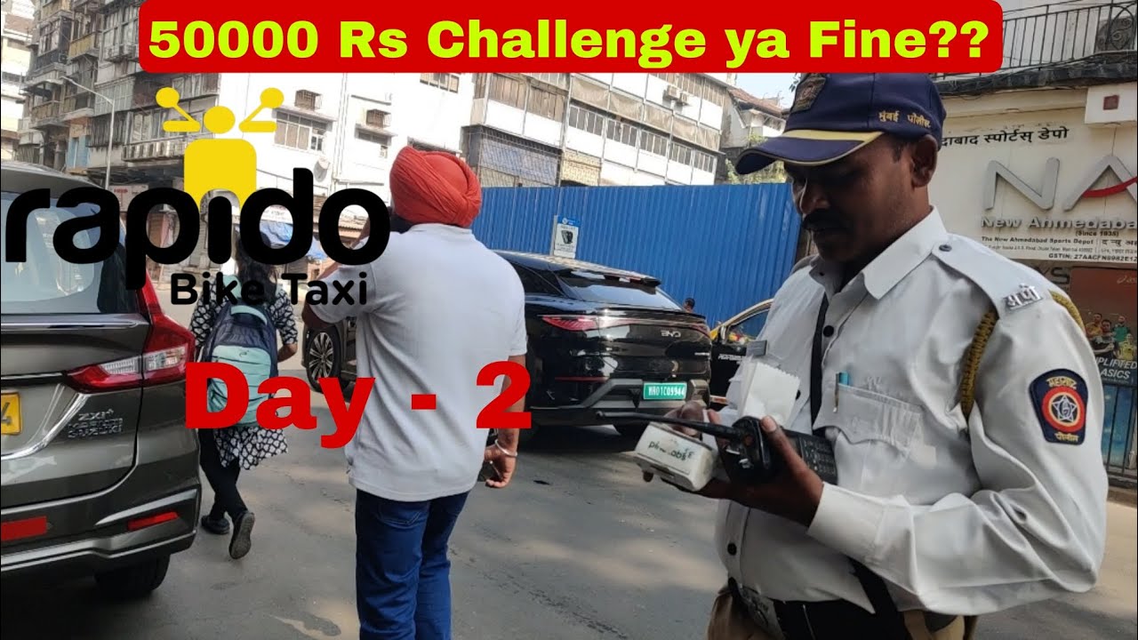 Rapido Bike Taxi Mumbai Fine??😱😱 or 50,000₹ Earnings Challenge done | Rapido Bike Taxi Job Day-2
