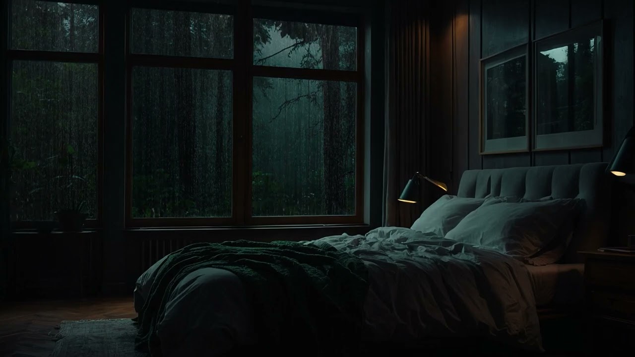 Heavy Rain All Night Outside the Bedroom Window | Pure Sleep Sounds