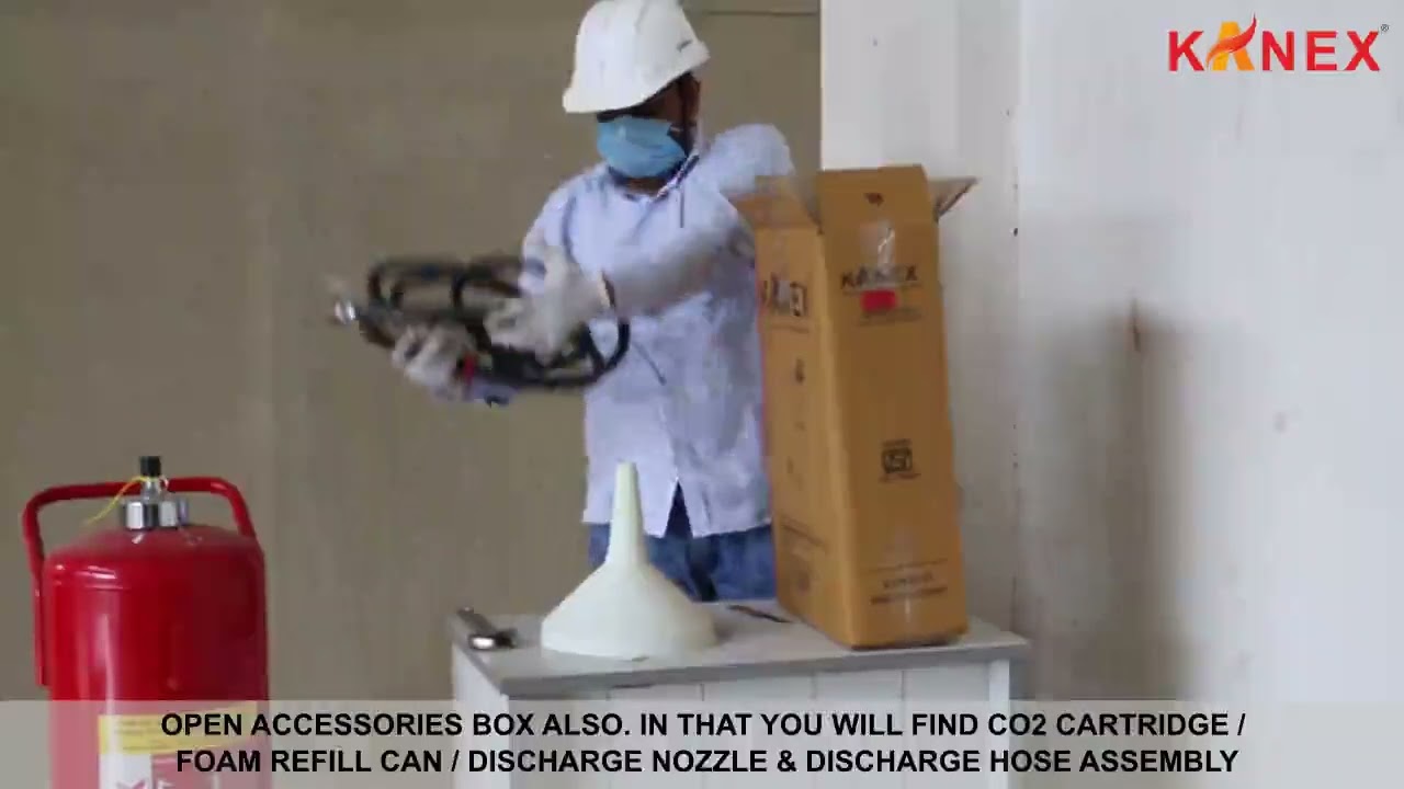 How to install a mechanical foam fire extinguisher with 45 litre capacity. 