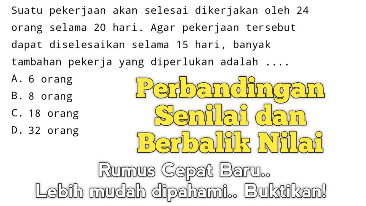 Perbandingan Senilai dan Berbalik Nilai (Rumus Cepat Baru)