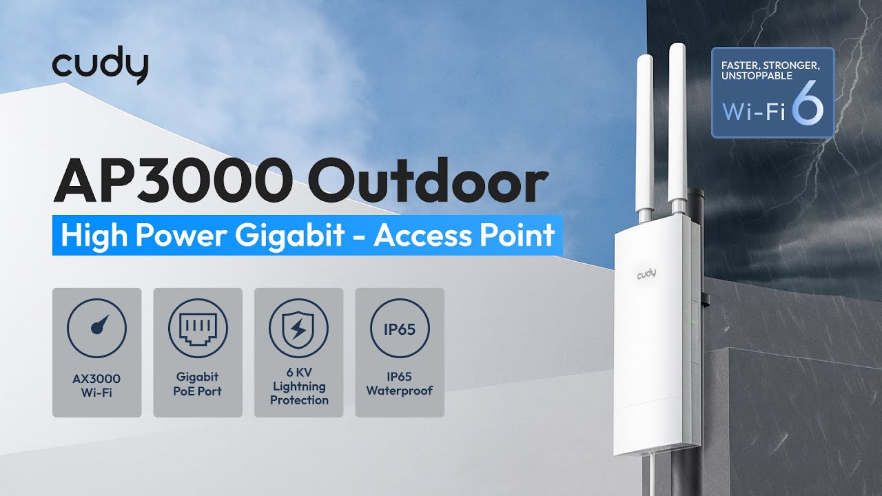 Cudy AP3000 Outdoor | Access Point Wi-Fi 6 AX3000 Anti Gledek! Jangkauan Hingga 320m & IP65