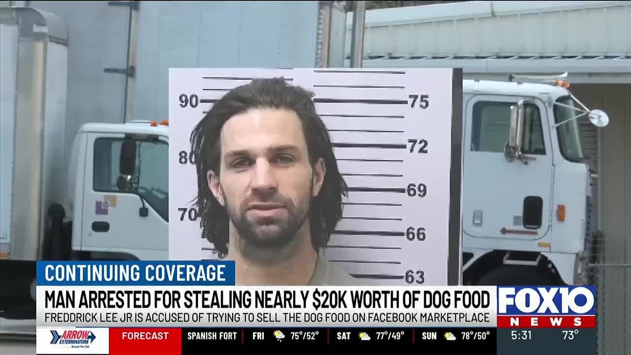 Mobile man arrested after allegedly stealing $20K in dog food, listing it on Facebook Marketplace