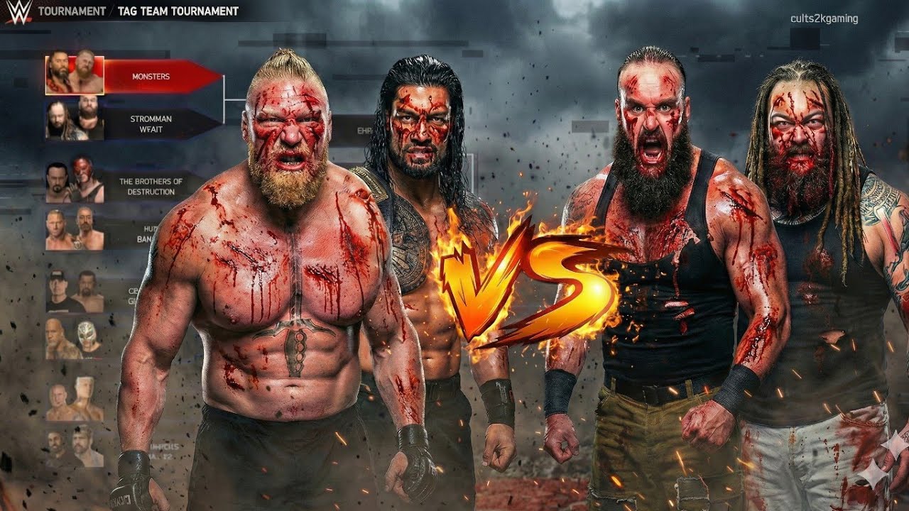 BLOODBATH!🩸 Roman Reigns & Brock Lesnar vs. The Wyatt Family | Tag Team Tournament | WWE2K25 | #1m