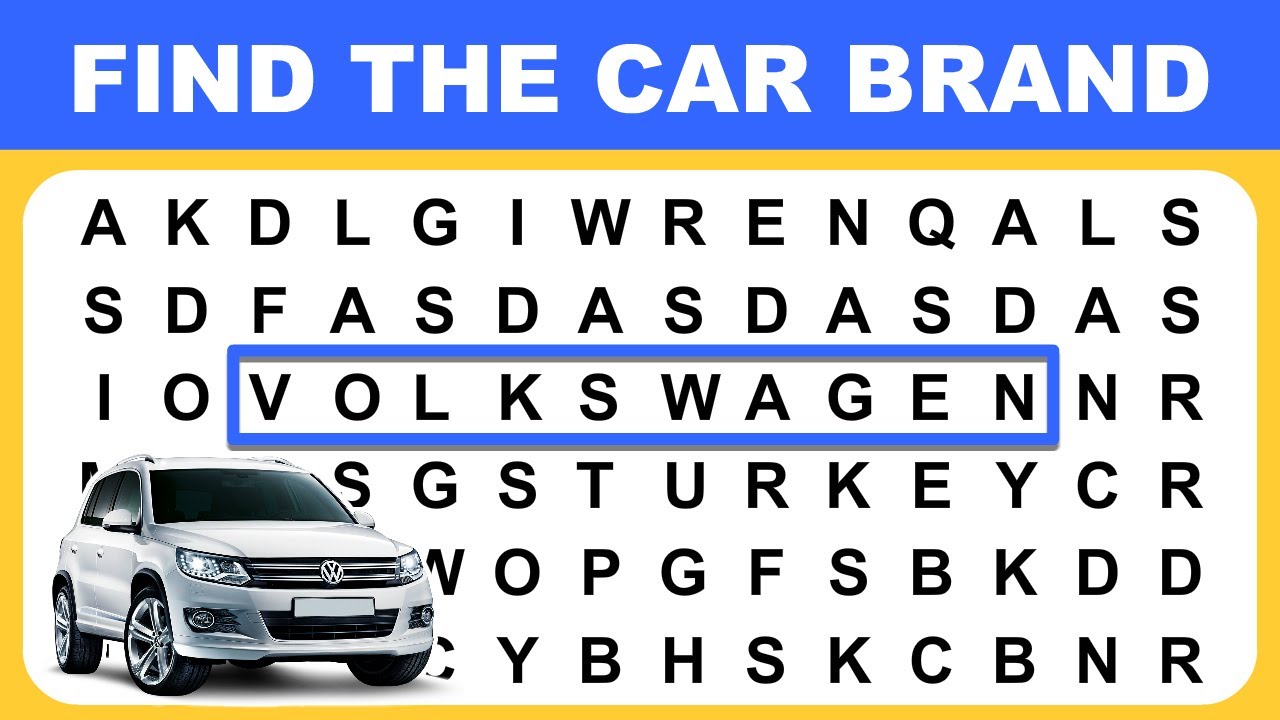 Find The Car Brand Name | Word Puzzle Game| Word Finder Game