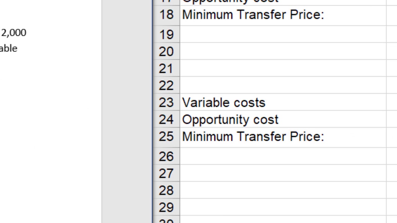 Transfer Pricing - Basic Problems 1-5
