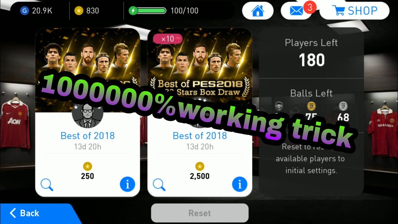 Best of pes2018 180 stars box draw black ball trick pes2018 mobile