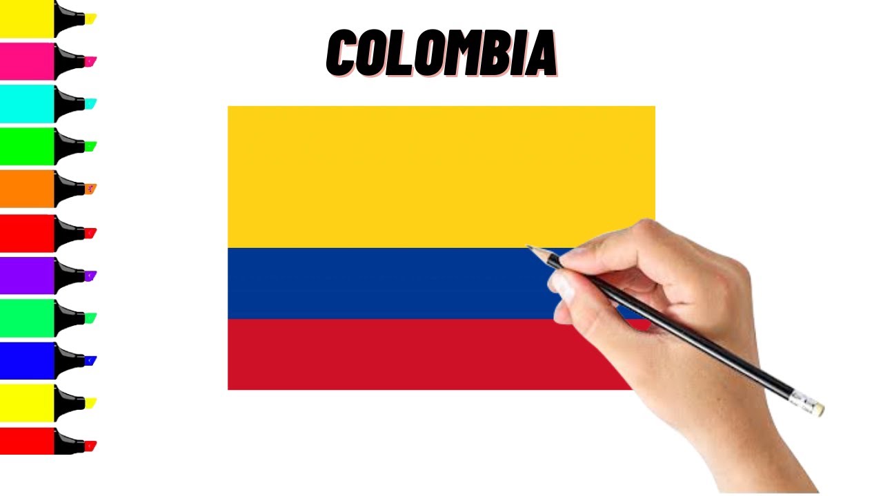 How to draw Flag of Colombia || colombia flag drawing step by step