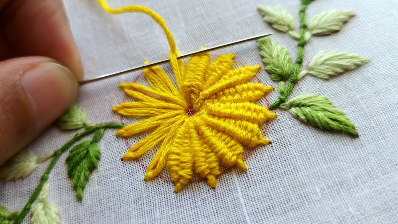 Most beautiful flower design|latest hand embroidery design|superrrrrrr easy flower design