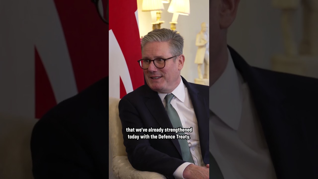 PM Keir Starmer meets Romanian Prime Minister Marcel Ciolacu in Downing Street.