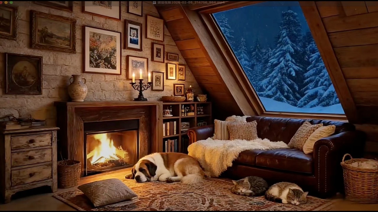Snowstorm Outside, Warm Fire Inside | Cozy Cabin Sounds for Sleep