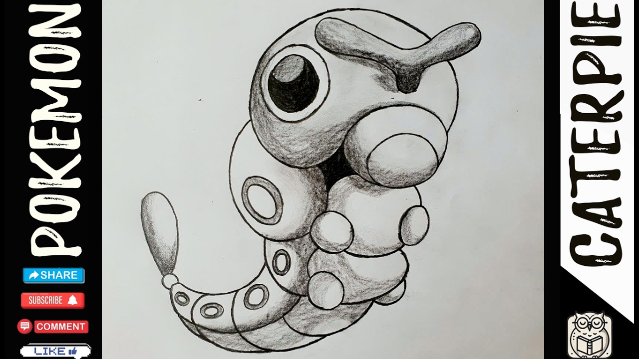 Drawing Caterpie tutorial | Pokemon art step by step