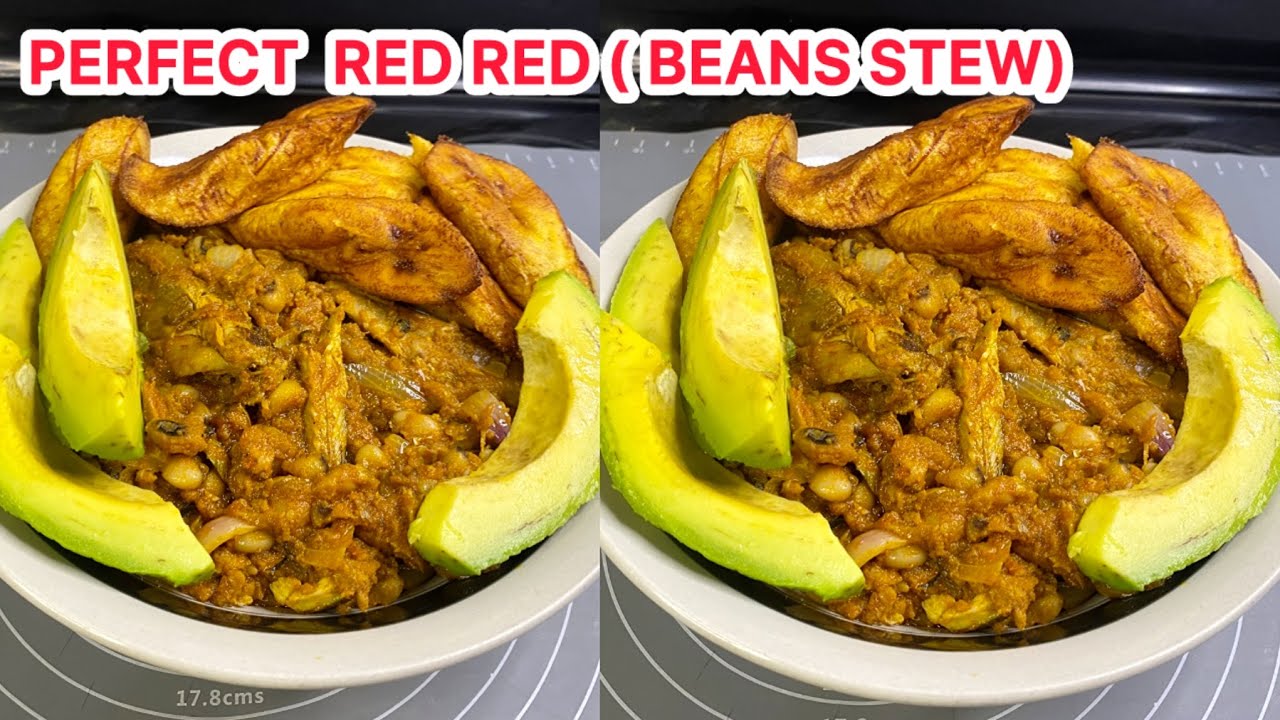  TRADITIONAL WAY OF MAKING AUTHENTIC GHANA RED RED WITH FRIED PLANTAIN //  BEANS STEW RECIPE 