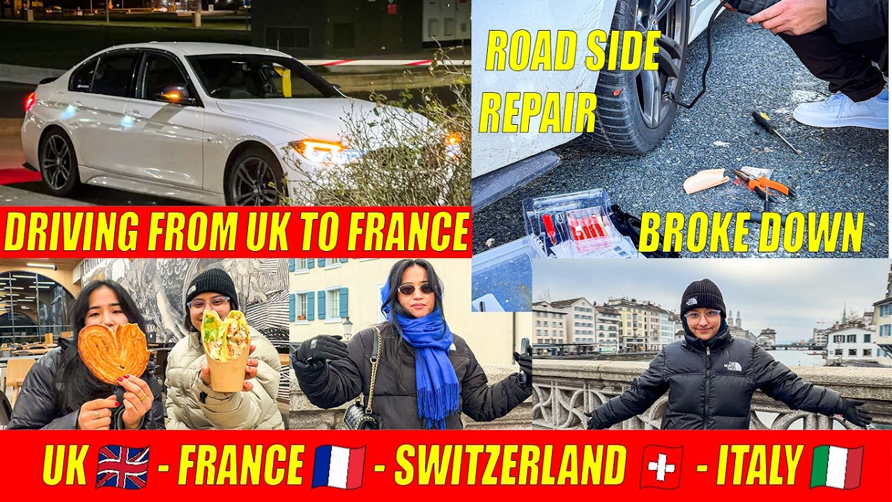 Road Trip From UK 🇬🇧 to France 🇫🇷, Switzerland 🇨🇭 & Italy 🇮🇹 | Day 1 | Blast Of Funnn 🤩🤩🤩🤩
