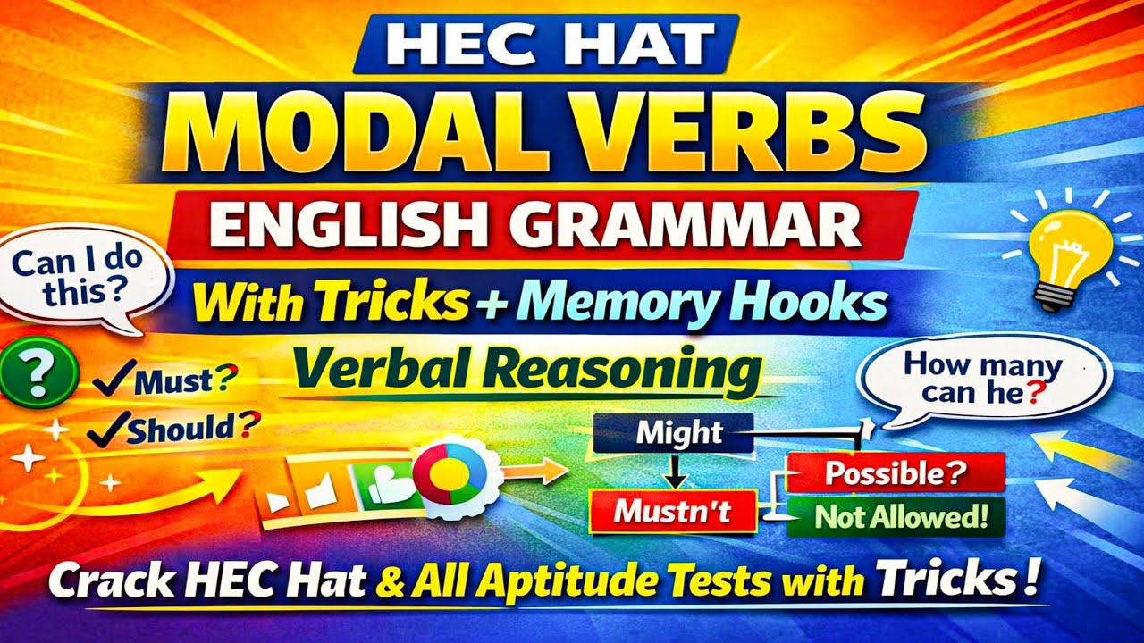 Modal Verbs, Tricks for all types, English grammar, Verbal Reasoning, Aptitude test #hechat