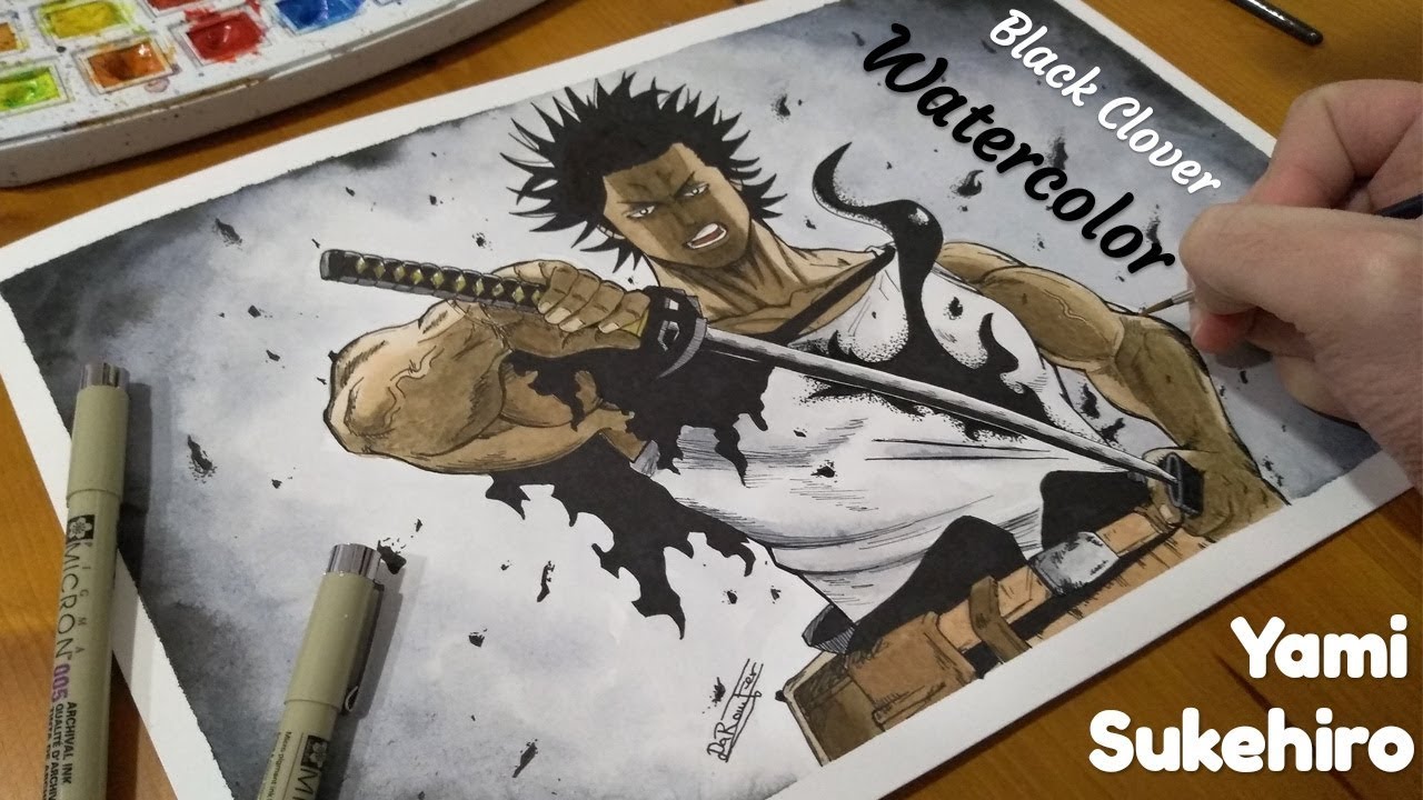 Watercolor Speed Drawing Yami Sukehiro (Anime: Black Clover)