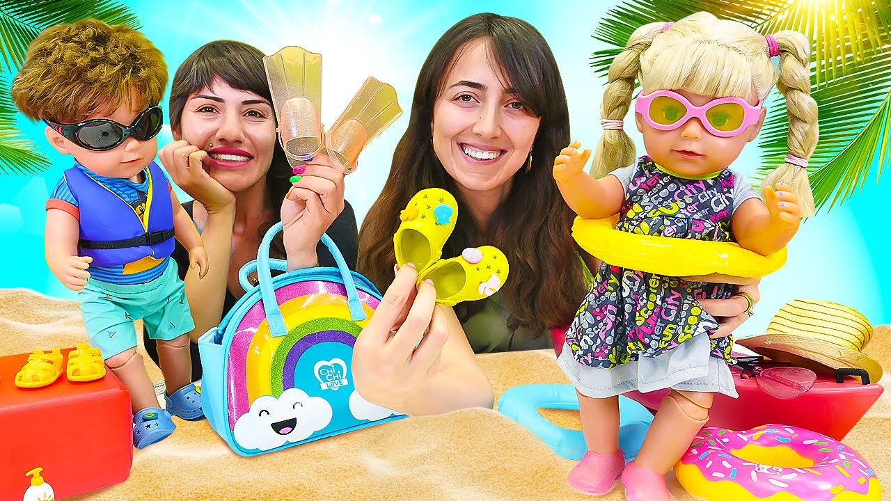 Kız oyunları. Baby Born oyuncak bebekler ile tatil için alışveriş yapıyoruz. Bebek bakma oyunu