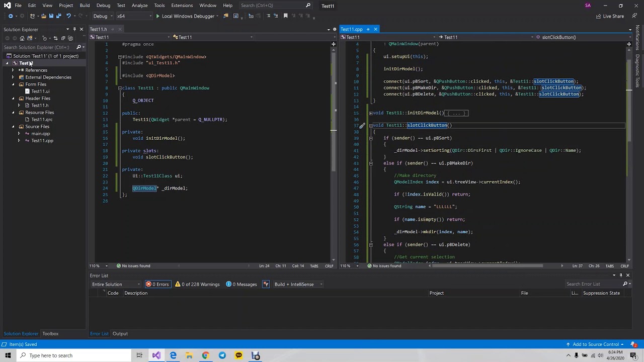Qt (How to use QDirModel in the QTreeView) / QDirModel ni QTreeView da foydalanaish. 2