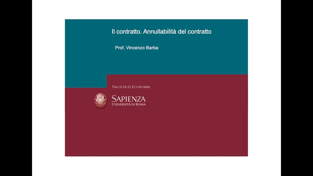 F 20 Il contratto.  Invalidità.  Annullabilità del contratto