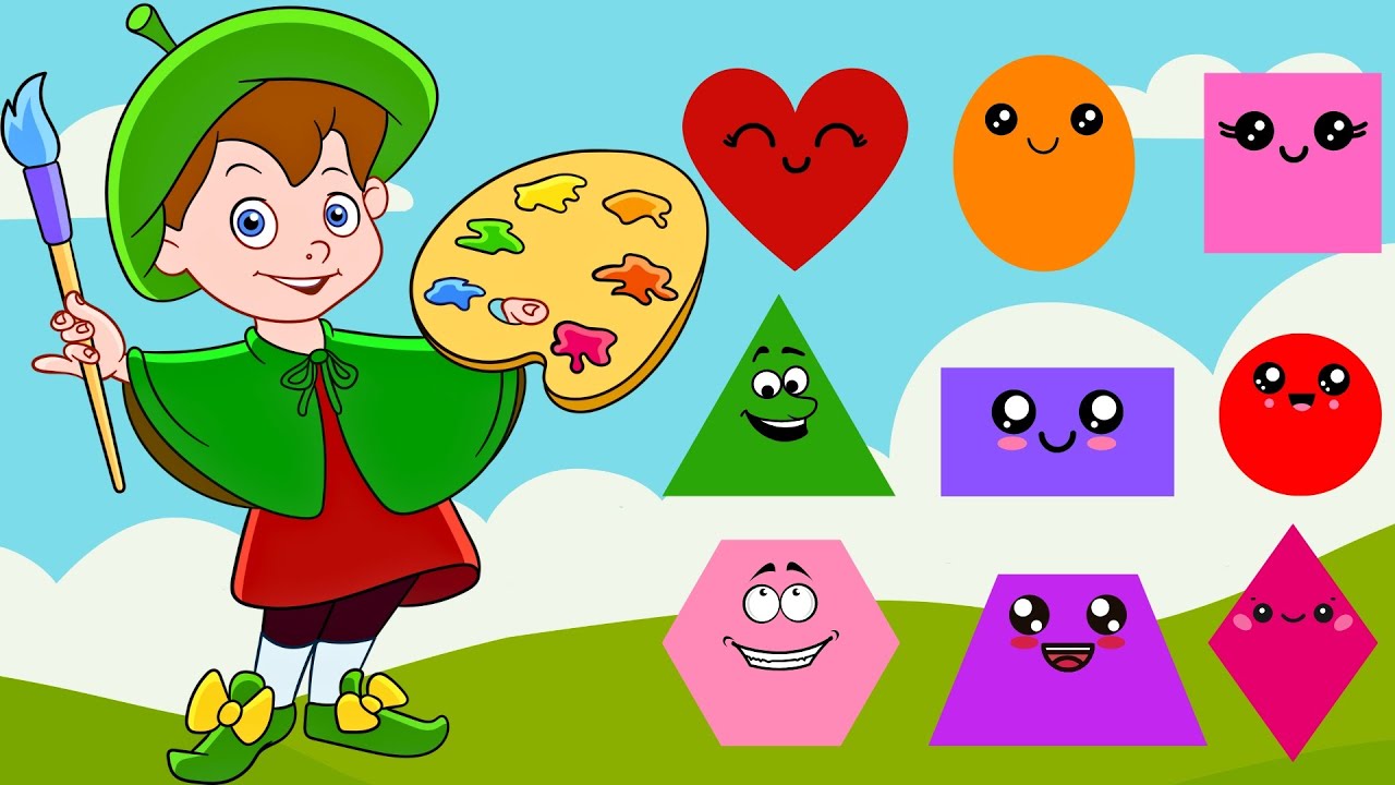 Aprender español: Los  colores para niños | Las formas geométricas para 🔺🟨🔷