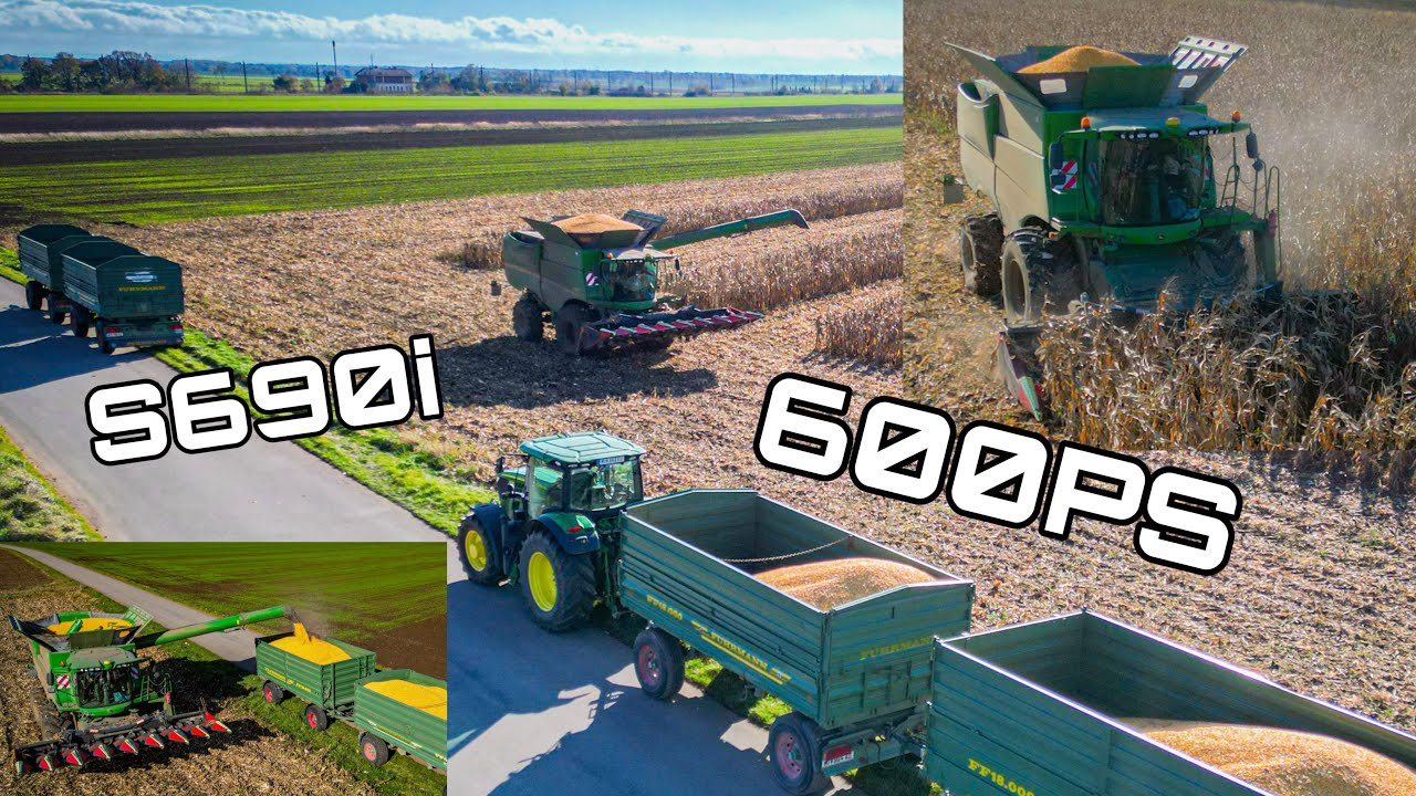 K&ouml;rnermais 2023 | 600PS | JOHN DEERE S690i + Olimac 8-Reiher | Dreschen