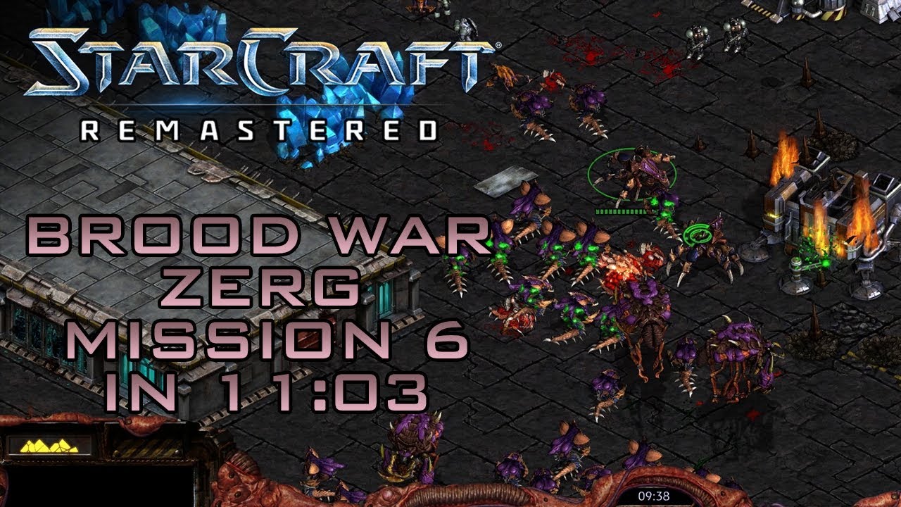 StarCraft Remastered Brood War Zerg Mission 6: Fury of the Swarm (Speedrun / Walkthrough)