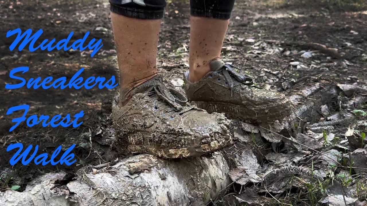 Blue sneakers muddy, abused sneakers in mud, wet sneakers, sneakers in mud (# 1244)