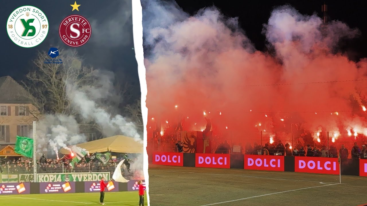 SERVETTE FANS BRENNEN YVERDON mit PYRO voll 🔥