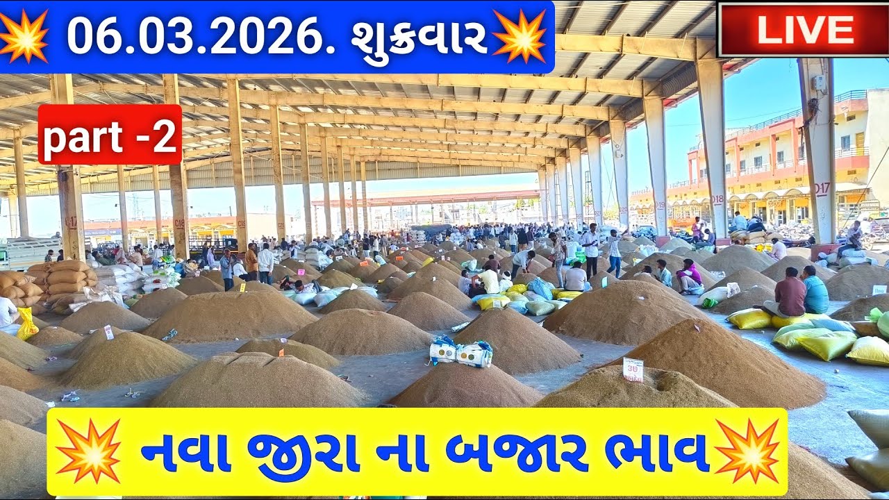 🔴 part -2 LIVE નવા જીરા ના બજાર ભાવ આજના જસદણ માર્કેટિંગ યાર્ડ, jeera auction price,March 6, 2026