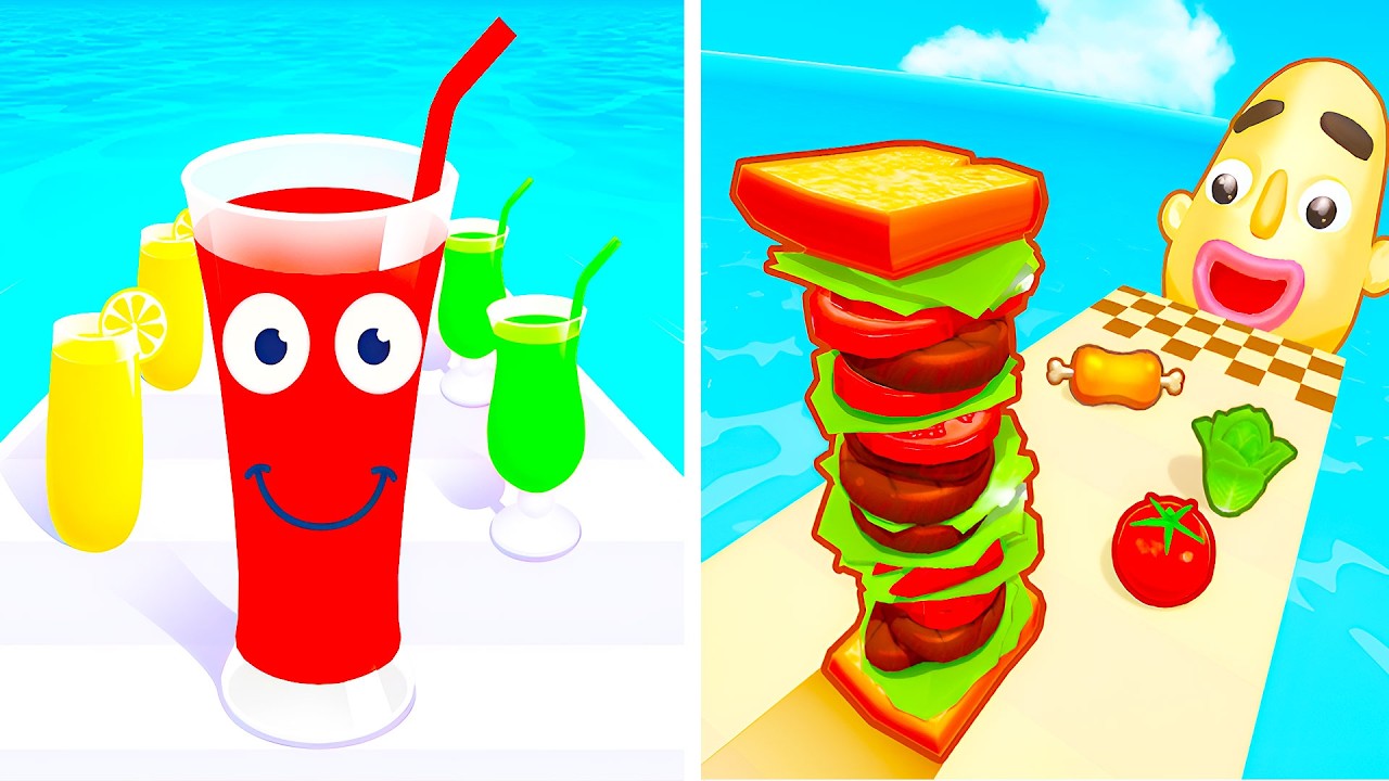 Juice Run VS Sandwich Runner 🥤🥪 All Levels Max Update Walkthrough Mobile NEW Gameplay J4RX