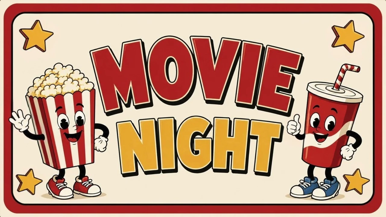 Movie Night Background (Silent 6 Hours) | Retro Family Movie Party Screen & Kids Cinema Display