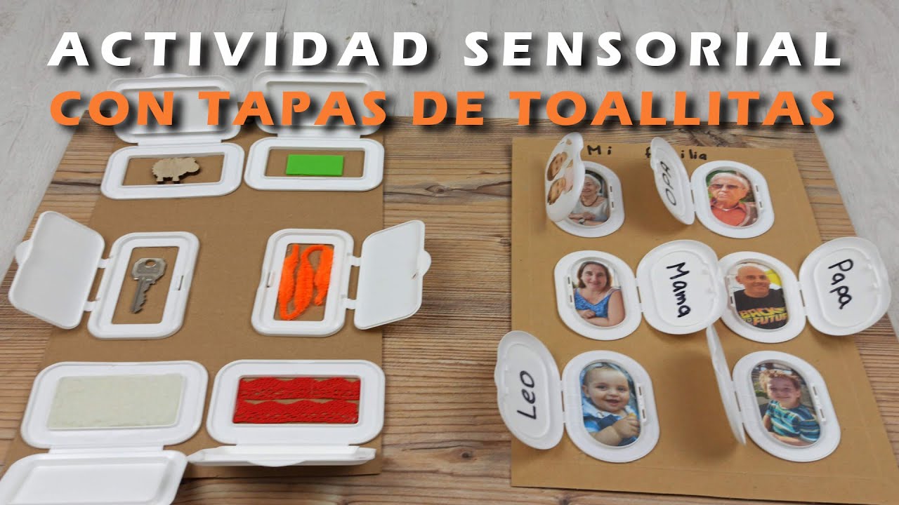Actividad Sensorial con tapas de toallitas