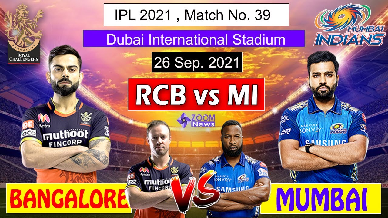 RCB vs MI Live Streaming : IPL 2021 LIVE Mumbai vs Bangalore Today Cricket Live Match