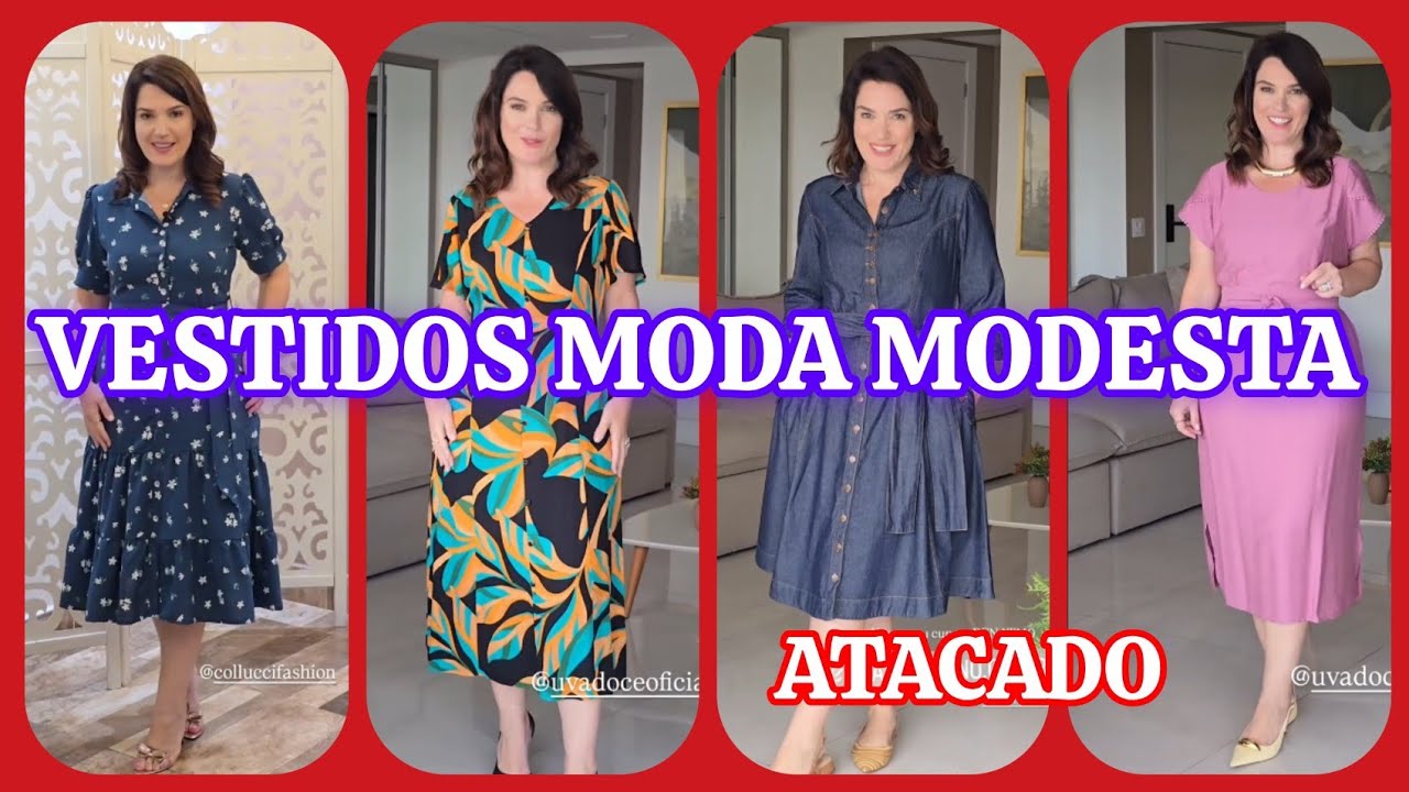 VESTIDOS MODA EVANGÉLICA NO ATACADO ✅ PROVADOR COM RENATA CASTANHEIRA 🌹#modaevangélica #vestidos