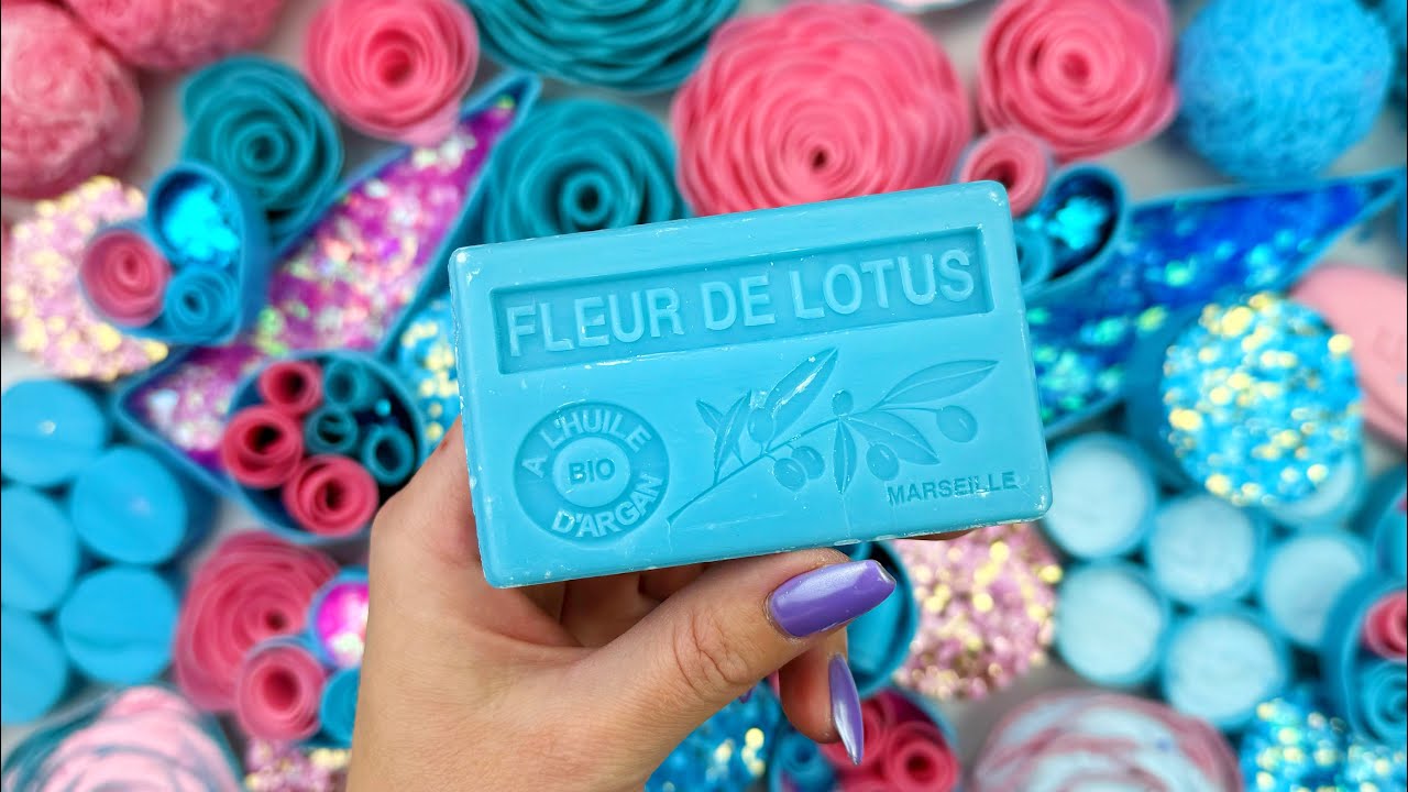ASMR 4K★Soap boxes with foam&starch&glitter★Cutting cubes★
