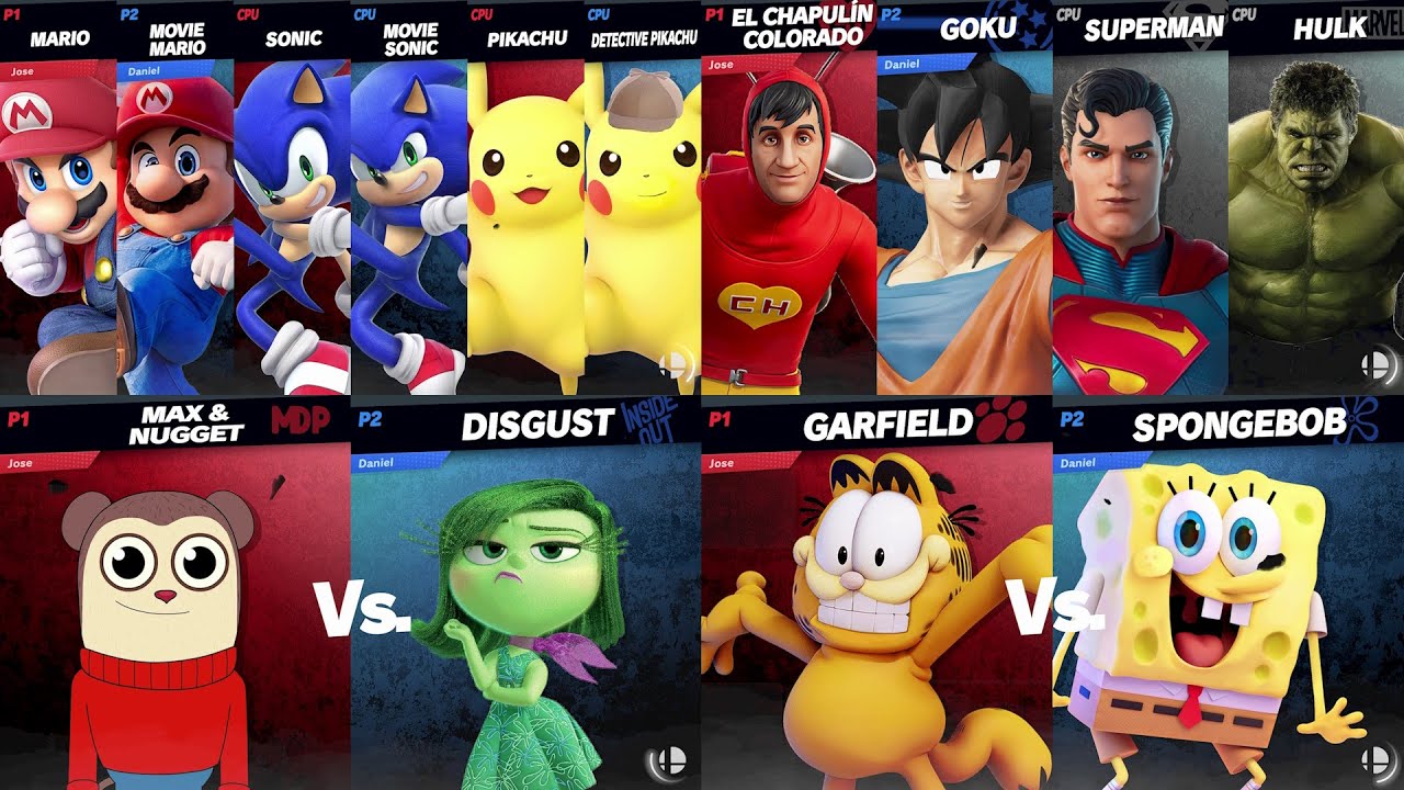 Team Sonic vs Team Mario Movie | Disgust vs Max Design Pro | Super Smash Bros Ultimate