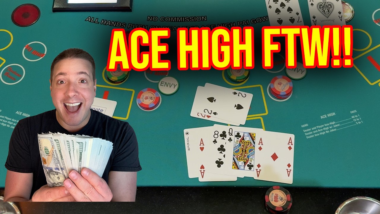 WINNING BIG ON PAI GOW POKER IN LAS VEGAS!! HIGH LIMIT BETS!!