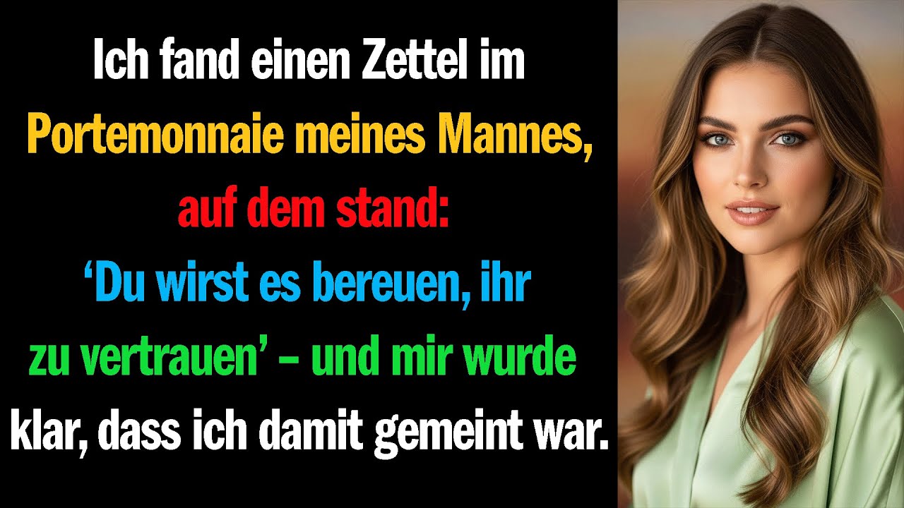 Ich fand einen Zettel im Portemonnaie meines Mannes: „Du wirst es bereuen, ihr zu vertrauen“