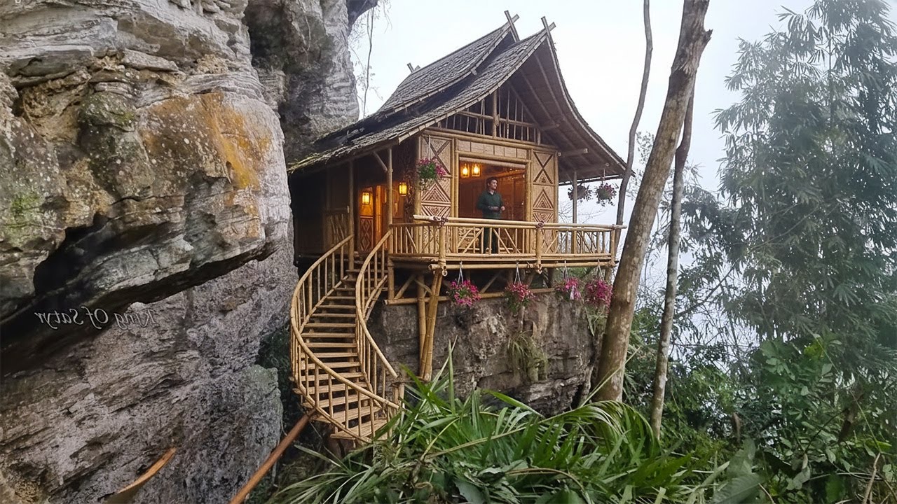 20 days to build a dream bamboo house on a mountaintop, Bushcraft Alone, Survival