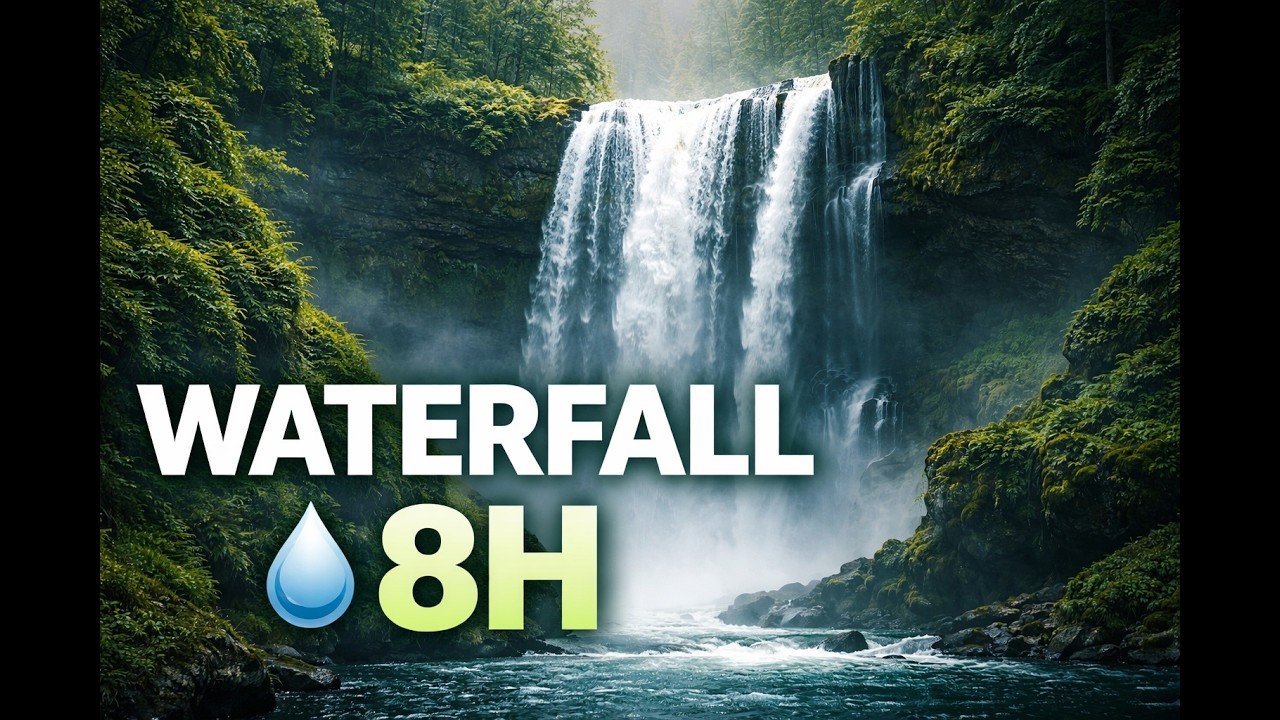 Waterfall Sounds for Deep Sleep 💧 Relaxing Nature White Noise (8 Hours)