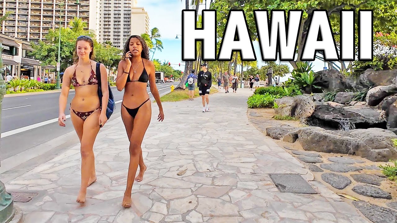 Walking Tour WAIKIKI BEACH 🌺 HAWAII PEOPLE 🌴 #hawaii #waikiki